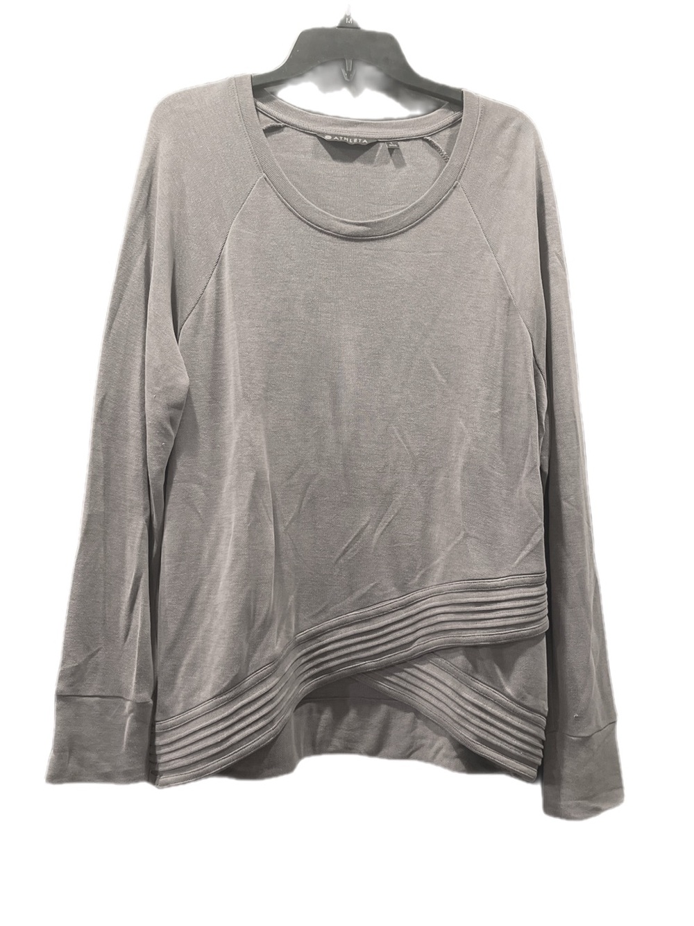 Athleta Modal Layering Sweatshirt Soft Charcoal Gray Gorpcore Yoga Tulip Hem L